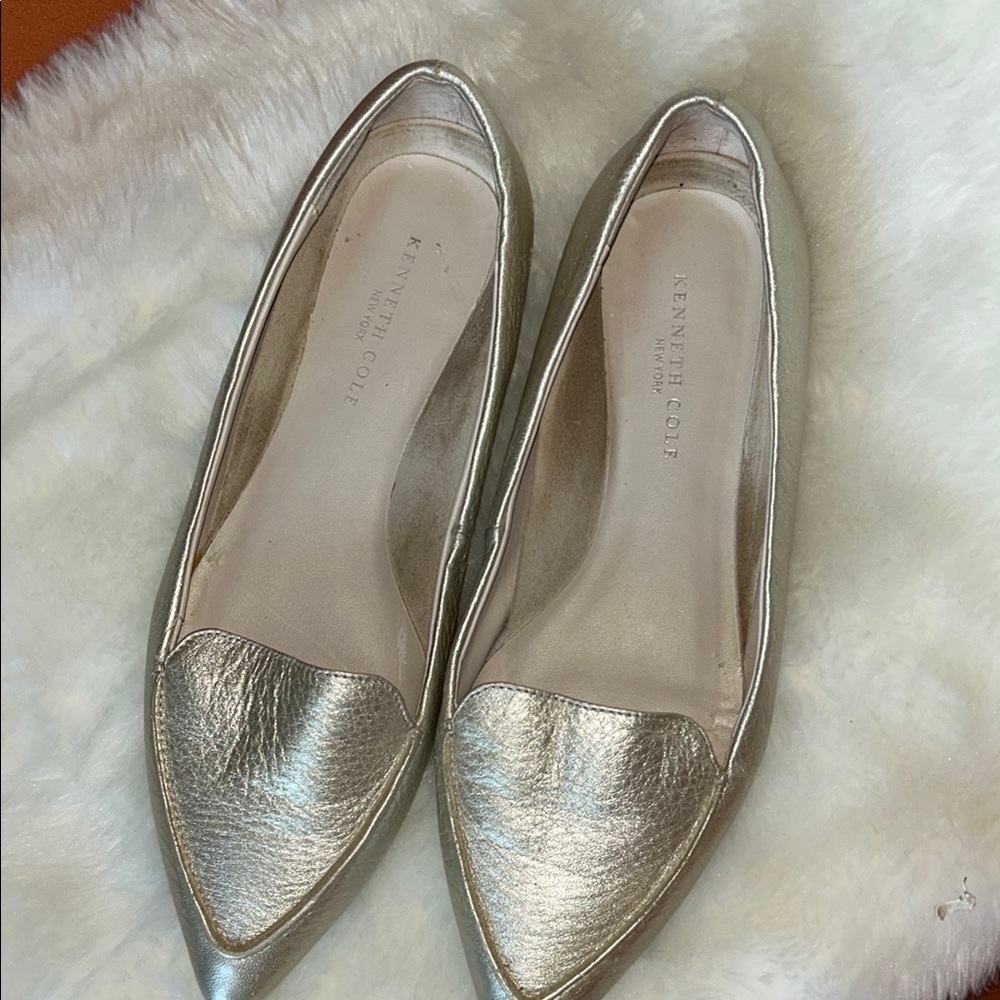 Kenneth Cole Silver Metallic Loafers Flats